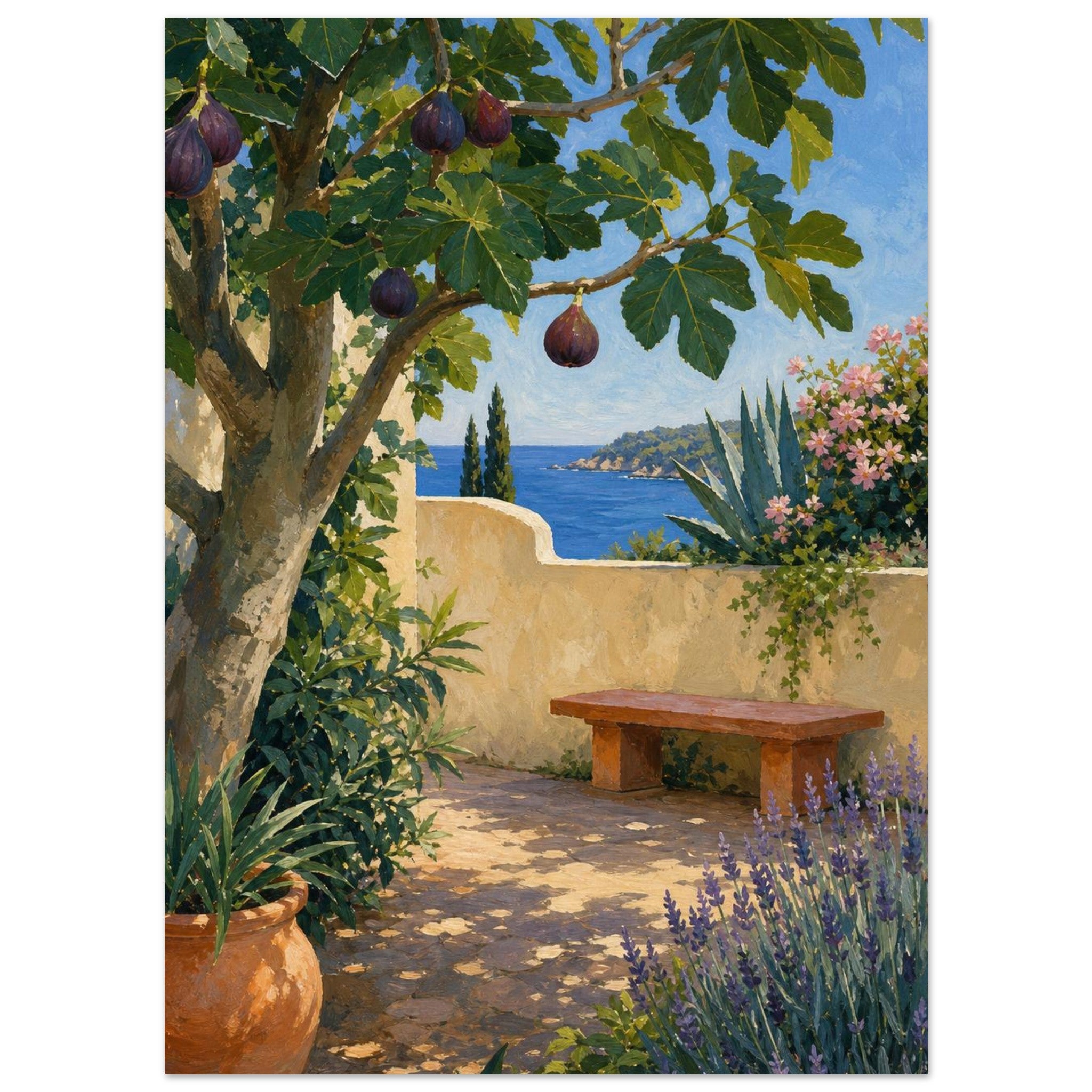Mediterranean coastal fig orchard wall art