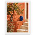 Mediterranean lemon tree and terracotta wall framed wall art