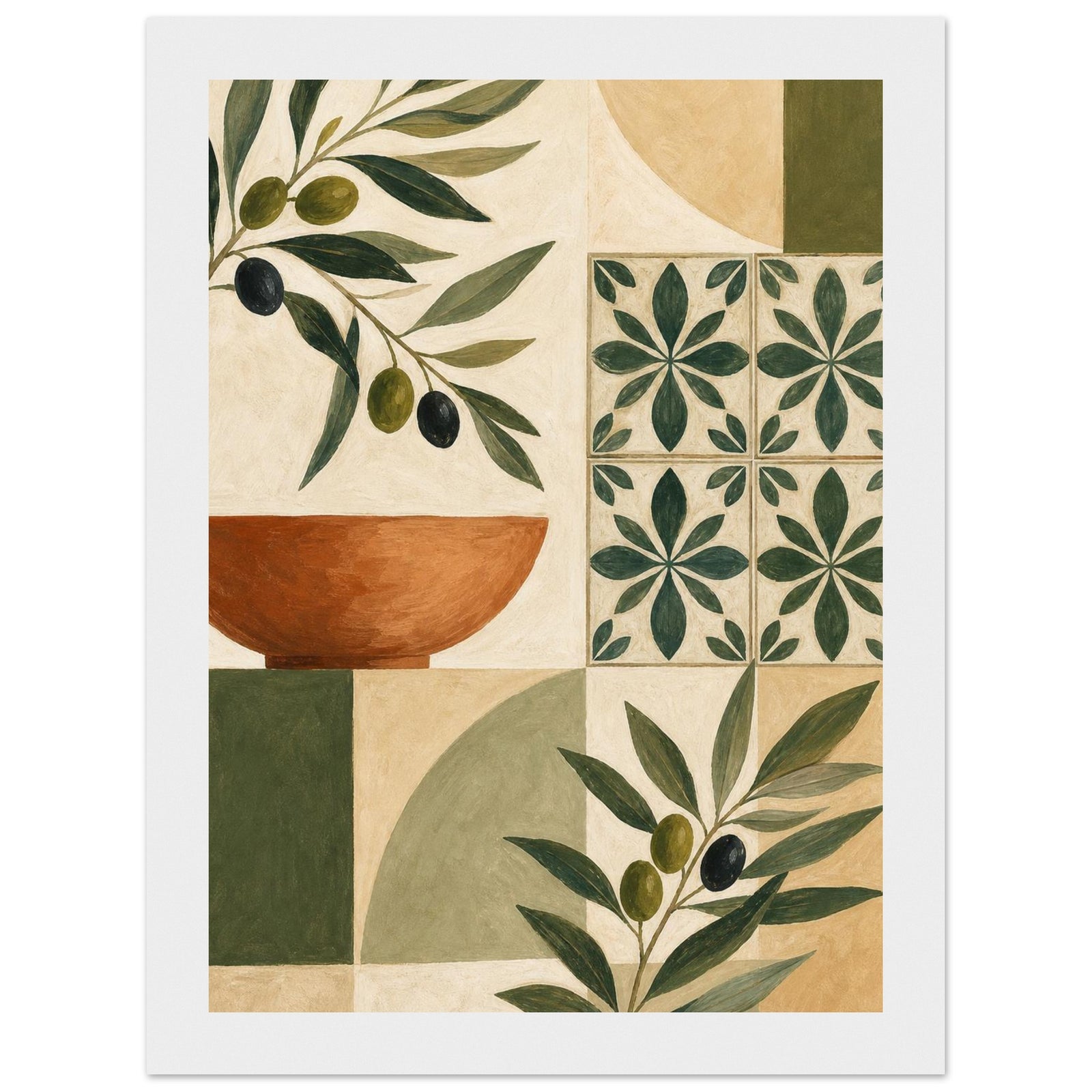 Olive Grove & Terracotta Bowl Framed Print