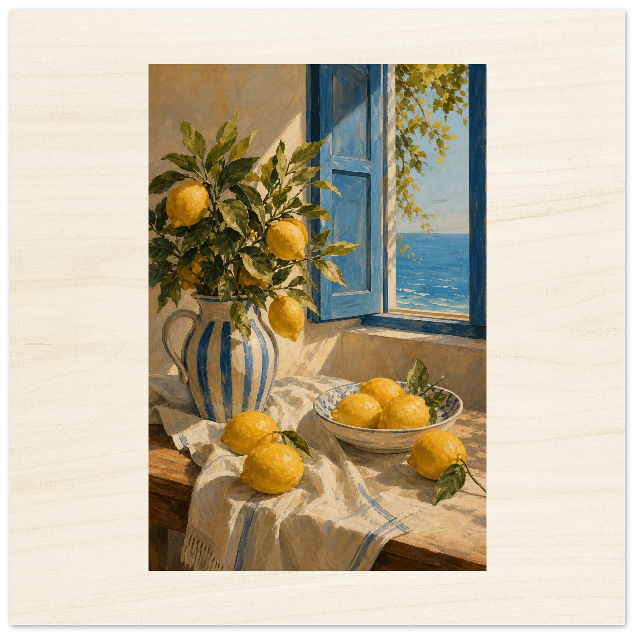 Mediterranean lemon grove wood wall art