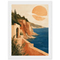 Mediterranean coastal sunset framed print