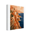 Mediterranean sunset cliffs and coastal village canvas wall art
