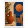 Mediterranean dusk moon over deep blue sea framed print