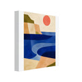 Abstract terracotta and cobalt coastal sunset canvas wall art