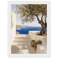 Olive tree overlooking cobalt sea framed Mediterranean print