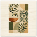 Mediterranean olive grove and rustic tiles wood wall art
