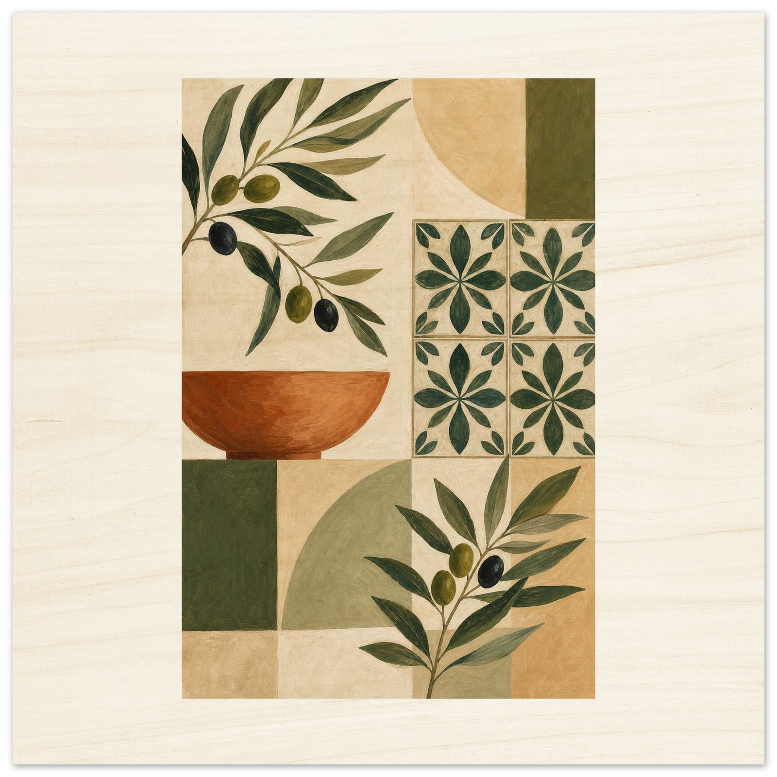 Mediterranean Olive Grove Wood Print