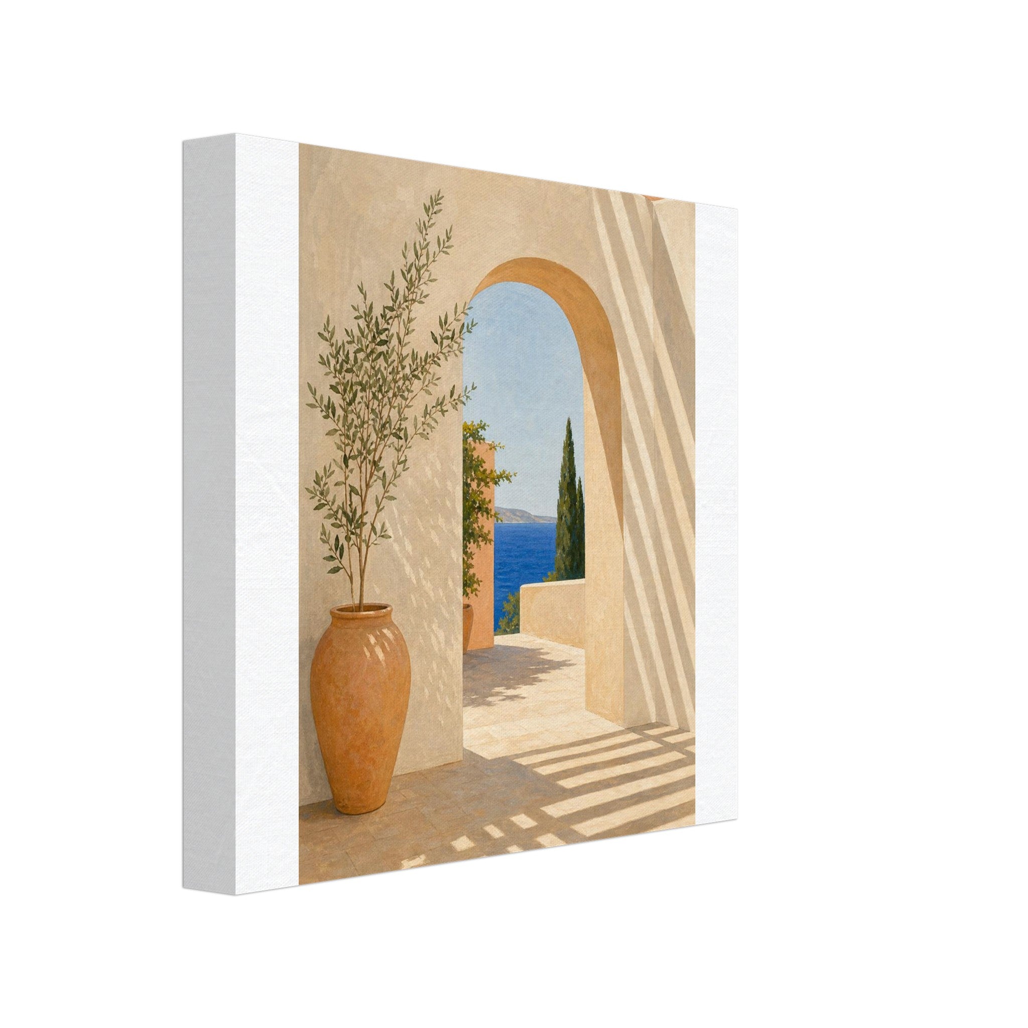 Mediterranean sea view through archway canvas wall art
