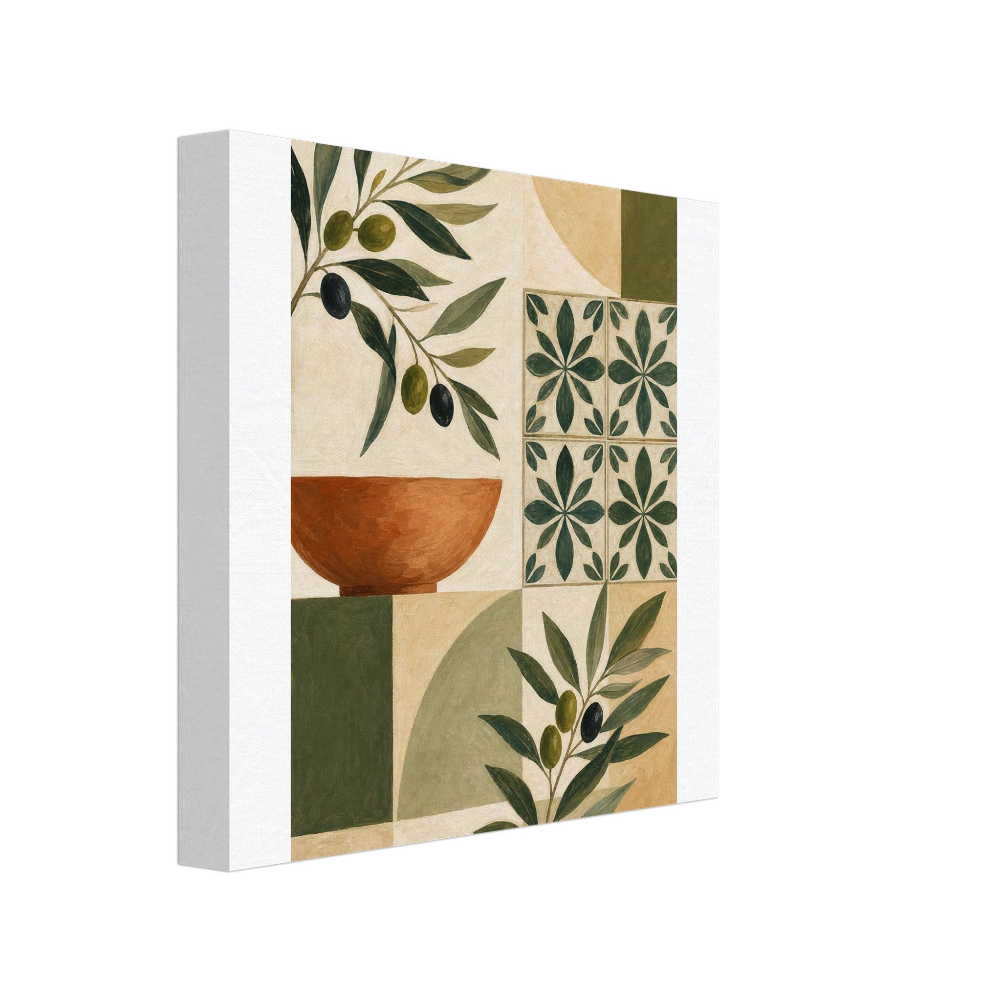 Mediterranean olive grove and terracotta canvas wall art