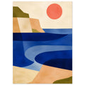 Mediterranean coastal architecture wall art with cobalt sea