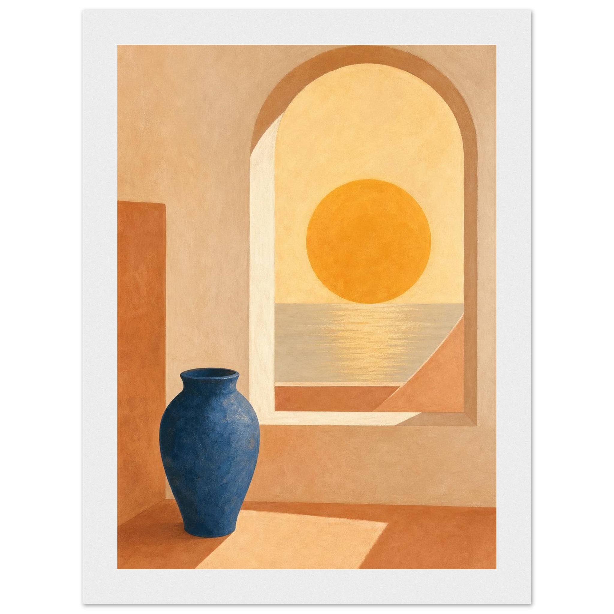 Sunlit Mediterranean coastal vista framed wall art